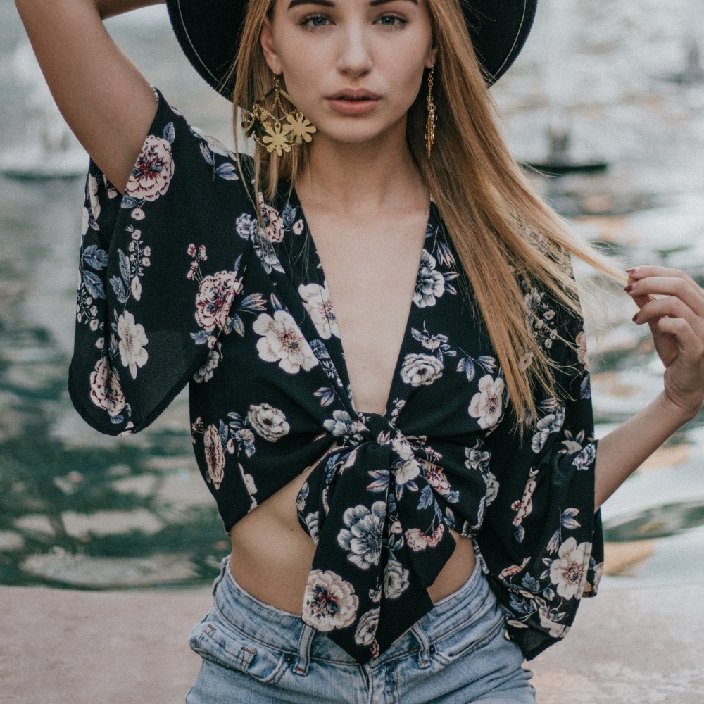 Summer Floral Tie Top